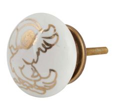 Golden Cockatoo Pattern Ceramic Dresser Knobs
